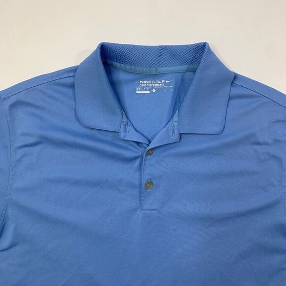 Nike Polo Shirt Mens L Large Blue Jay Golf Dri Fit Tour Performance UV Tech - Picture 3 of 11